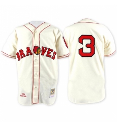 Men's Mitchell and Ness Atlanta Braves #3 Babe Ruth Replica Cream Throwback MLB Jersey