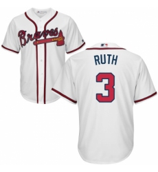 Youth Majestic Atlanta Braves #3 Babe Ruth Replica White Home Cool Base MLB Jersey