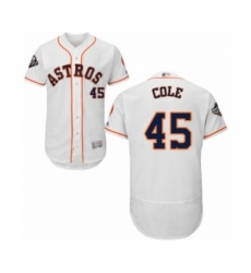Men's Houston Astros #45 Gerrit Cole White Home Flex Base Authentic Collection 2019 World Series Bound Baseball Jersey Men's Houston Astros #45 Gerrit Cole White Home Flex Base Authentic Collection 2019 World Series Bound Baseball Jersey