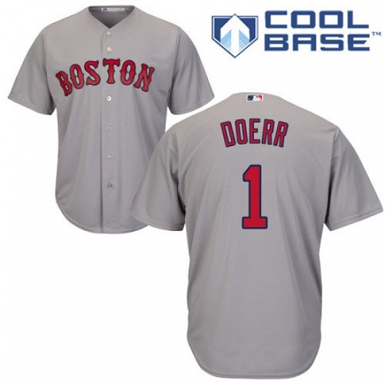 Men's Majestic Boston Red Sox #1 Bobby Doerr Replica Grey Road Cool Base MLB Jersey Men's Majestic Boston Red Sox #1 Bobby Doerr Replica Grey Road Cool Base MLB Jersey