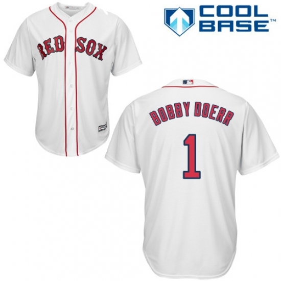 Men's Majestic Boston Red Sox #1 Bobby Doerr Replica White Home Cool Base MLB Jersey Men's Majestic Boston Red Sox #1 Bobby Doerr Replica White Home Cool Base MLB Jersey