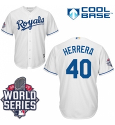 Men's Majestic Kansas City Royals #40 Kelvin Herrera Authentic White Home Cool Base 2015 World Series Patch MLB Jersey