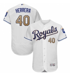 Men's Majestic Kansas City Royals #40 Kelvin Herrera White Home Flex Base Authentic MLB Jersey