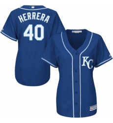 Women's Majestic Kansas City Royals #40 Kelvin Herrera Replica Blue Alternate 2 Cool Base MLB Jersey