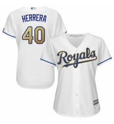 Women's Majestic Kansas City Royals #40 Kelvin Herrera Replica White Home Cool Base MLB Jersey