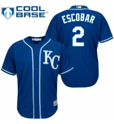 Women's Majestic Kansas City Royals #2 Alcides Escobar Replica Blue Alternate 2 Cool Base MLB Jersey