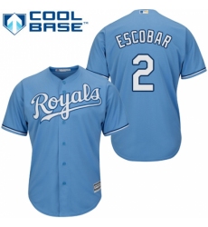 Youth Majestic Kansas City Royals #2 Alcides Escobar Replica Light Blue Alternate 1 Cool Base MLB Jersey