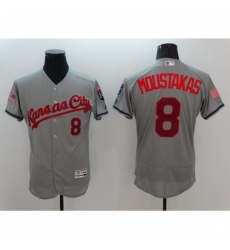 Men's Kansas City Royals #8 Mike Moustakas Gray Fashion Stars & Stripes FlexBase Player Jersey