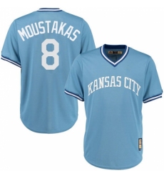 Men's Majestic Kansas City Royals #8 Mike Moustakas Authentic Light Blue Cooperstown MLB Jersey