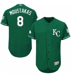 Men's Majestic Kansas City Royals #8 Mike Moustakas Green Celtic Flexbase Authentic Collection MLB Jersey