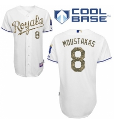 Men's Majestic Kansas City Royals #8 Mike Moustakas Replica White USMC Cool Base MLB Jersey