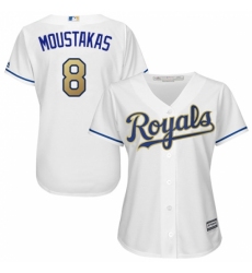 Women's Majestic Kansas City Royals #8 Mike Moustakas Replica White Home Cool Base MLB Jersey