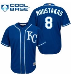 Youth Majestic Kansas City Royals #8 Mike Moustakas Replica Blue Alternate 2 Cool Base MLB Jersey