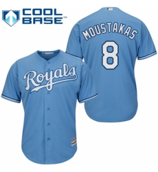 Youth Majestic Kansas City Royals #8 Mike Moustakas Replica Light Blue Alternate 1 Cool Base MLB Jersey