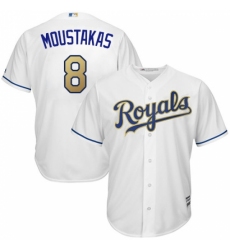 Youth Majestic Kansas City Royals #8 Mike Moustakas Replica White Home Cool Base MLB Jersey