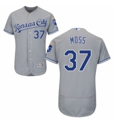 Men's Majestic Kansas City Royals #37 Brandon Moss Grey Flexbase Authentic Collection MLB Jersey