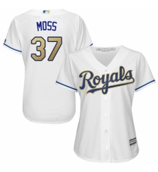 Women's Majestic Kansas City Royals #37 Brandon Moss Replica White Home Cool Base MLB Jersey