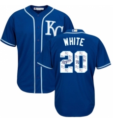 Men's Majestic Kansas City Royals #20 Frank White Authentic Blue Team Logo Fashion Cool Base MLB Jersey Men's Majestic Kansas City Royals #20 Frank White Authentic Blue Team Logo Fashion Cool Base MLB Jersey