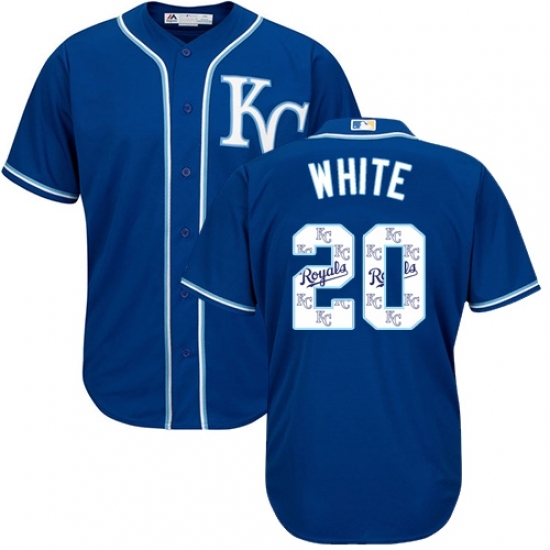 Men's Majestic Kansas City Royals #20 Frank White Authentic Blue Team Logo Fashion Cool Base MLB Jersey Men's Majestic Kansas City Royals #20 Frank White Authentic Blue Team Logo Fashion Cool Base MLB Jersey