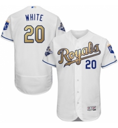 Men's Majestic Kansas City Royals #20 Frank White Authentic White 2015 World Series Champions Gold Program FlexBase MLB Jersey Men's Majestic Kansas City Royals #20 Frank White Authentic White 2015 World Series Champions Gold Program FlexBase MLB Jersey
