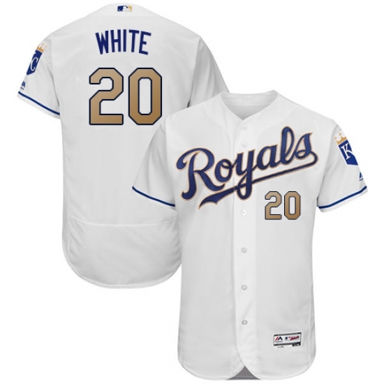 Men's Majestic Kansas City Royals #20 Frank White White Home Flex Base Authentic MLB Jersey Men's Majestic Kansas City Royals #20 Frank White White Home Flex Base Authentic MLB Jersey