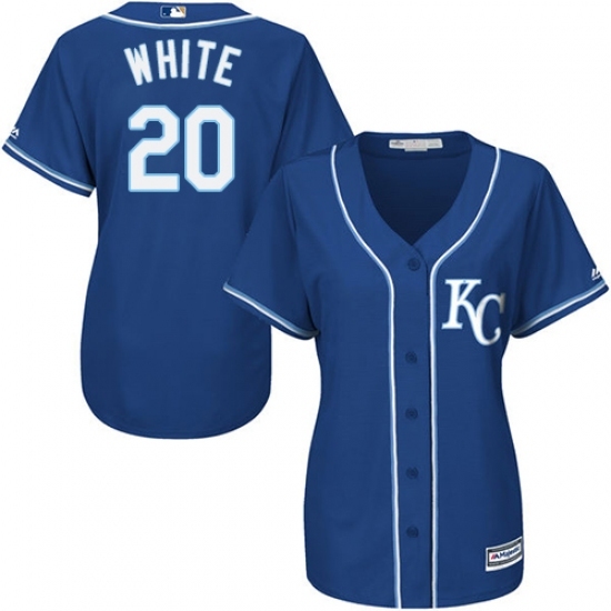 Women's Majestic Kansas City Royals #20 Frank White Replica Blue Alternate 2 Cool Base MLB Jersey Women's Majestic Kansas City Royals #20 Frank White Replica Blue Alternate 2 Cool Base MLB Jersey