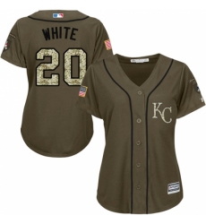 Women's Majestic Kansas City Royals #20 Frank White Replica Green Salute to Service MLB Jersey Women's Majestic Kansas City Royals #20 Frank White Replica Green Salute to Service MLB Jersey