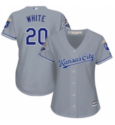 Women's Majestic Kansas City Royals #20 Frank White Replica Grey Road Cool Base MLB Jersey Women's Majestic Kansas City Royals #20 Frank White Replica Grey Road Cool Base MLB Jersey
