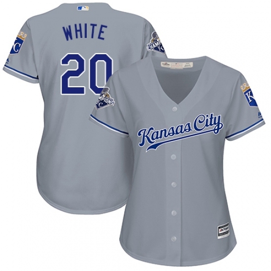 Women's Majestic Kansas City Royals #20 Frank White Replica Grey Road Cool Base MLB Jersey Women's Majestic Kansas City Royals #20 Frank White Replica Grey Road Cool Base MLB Jersey