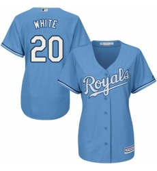 Women's Majestic Kansas City Royals #20 Frank White Replica Light Blue Alternate 1 Cool Base MLB Jersey Women's Majestic Kansas City Royals #20 Frank White Replica Light Blue Alternate 1 Cool Base MLB Jersey