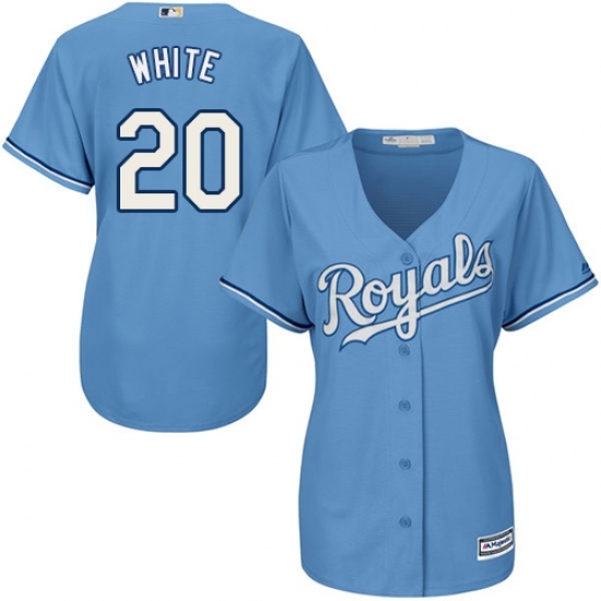 Women's Majestic Kansas City Royals #20 Frank White Replica Light Blue Alternate 1 Cool Base MLB Jersey Women's Majestic Kansas City Royals #20 Frank White Replica Light Blue Alternate 1 Cool Base MLB Jersey