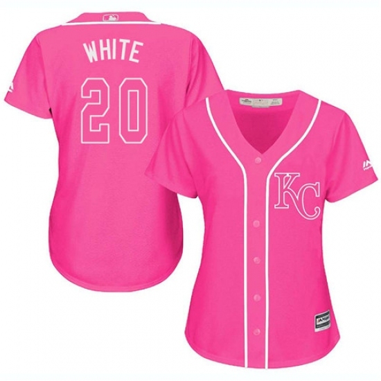 Women's Majestic Kansas City Royals #20 Frank White Replica Pink Fashion Cool Base MLB Jersey Women's Majestic Kansas City Royals #20 Frank White Replica Pink Fashion Cool Base MLB Jersey