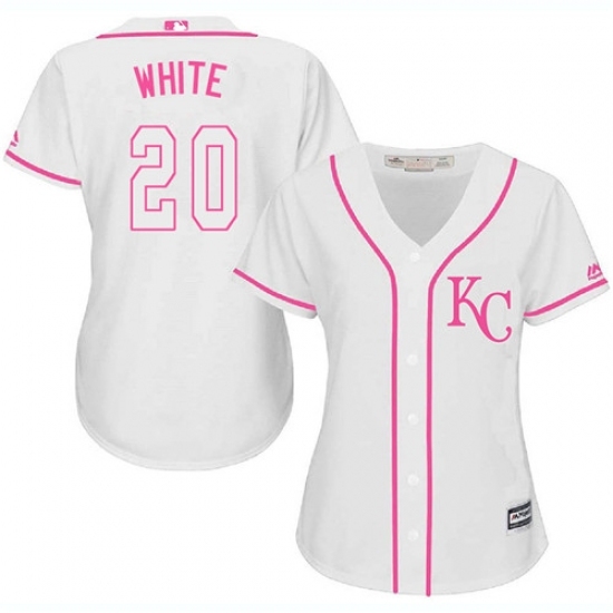 Women's Majestic Kansas City Royals #20 Frank White Replica White Fashion Cool Base MLB Jersey Women's Majestic Kansas City Royals #20 Frank White Replica White Fashion Cool Base MLB Jersey