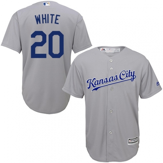 Youth Majestic Kansas City Royals #20 Frank White Replica Grey Road Cool Base MLB Jersey Youth Majestic Kansas City Royals #20 Frank White Replica Grey Road Cool Base MLB Jersey