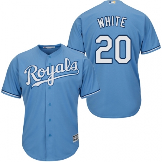 Youth Majestic Kansas City Royals #20 Frank White Replica Light Blue Alternate 1 Cool Base MLB Jersey Youth Majestic Kansas City Royals #20 Frank White Replica Light Blue Alternate 1 Cool Base MLB Jersey