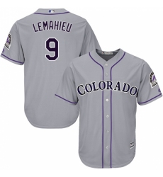 Men's Majestic Colorado Rockies #9 DJ LeMahieu Replica Grey Road Cool Base MLB Jersey