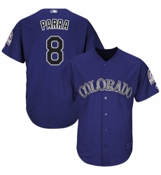 Men's Majestic Colorado Rockies #8 Gerardo Parra Replica Purple Alternate 1 Cool Base MLB Jersey