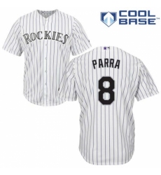 Men's Majestic Colorado Rockies #8 Gerardo Parra Replica White Home Cool Base MLB Jersey