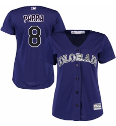 Women's Majestic Colorado Rockies #8 Gerardo Parra Replica Purple Alternate 1 Cool Base MLB Jersey