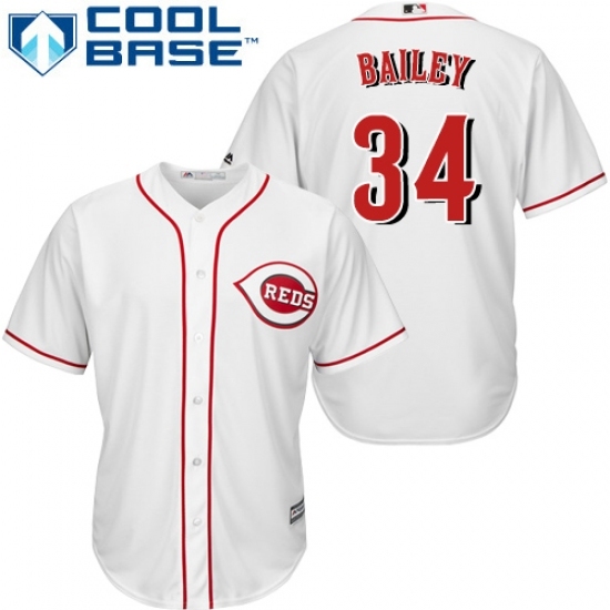 Men's Majestic Cincinnati Reds #34 Homer Bailey Replica White Home Cool Base MLB Jersey Men's Majestic Cincinnati Reds #34 Homer Bailey Replica White Home Cool Base MLB Jersey