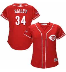 Women's Majestic Cincinnati Reds #34 Homer Bailey Replica Red Alternate Cool Base MLB Jersey