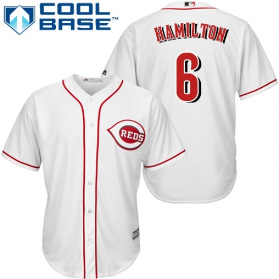 Men's Majestic Cincinnati Reds #6 Billy Hamilton Replica White Home Cool Base MLB Jersey Men's Majestic Cincinnati Reds #6 Billy Hamilton Replica White Home Cool Base MLB Jersey