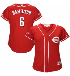 Women's Majestic Cincinnati Reds #6 Billy Hamilton Replica Red Alternate Cool Base MLB Jersey