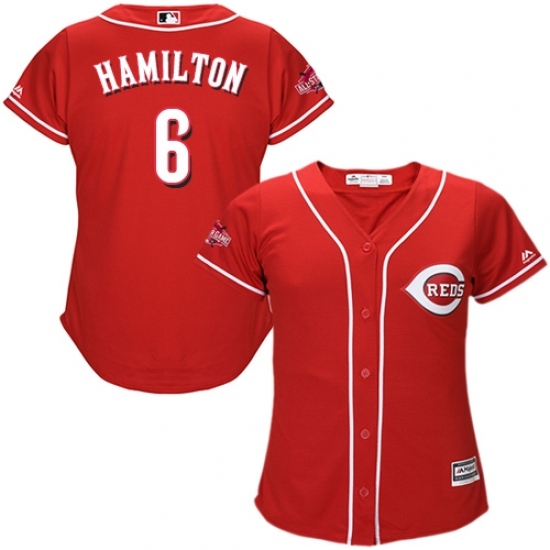 Women's Majestic Cincinnati Reds #6 Billy Hamilton Replica Red Alternate Cool Base MLB Jersey Women's Majestic Cincinnati Reds #6 Billy Hamilton Replica Red Alternate Cool Base MLB Jersey