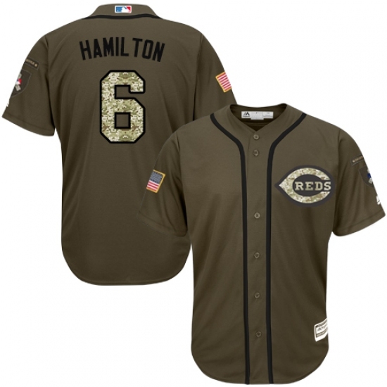 Youth Majestic Cincinnati Reds #6 Billy Hamilton Replica Green Salute to Service MLB Jersey Youth Majestic Cincinnati Reds #6 Billy Hamilton Replica Green Salute to Service MLB Jersey