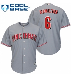 Youth Majestic Cincinnati Reds #6 Billy Hamilton Replica Grey Road Cool Base MLB Jersey