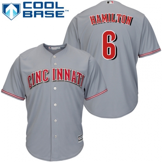 Youth Majestic Cincinnati Reds #6 Billy Hamilton Replica Grey Road Cool Base MLB Jersey Youth Majestic Cincinnati Reds #6 Billy Hamilton Replica Grey Road Cool Base MLB Jersey