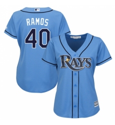 Women's Majestic Tampa Bay Rays #40 Wilson Ramos Replica Light Blue Alternate 2 Cool Base MLB Jersey