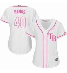Women's Majestic Tampa Bay Rays #40 Wilson Ramos Replica White Fashion Cool Base MLB Jersey