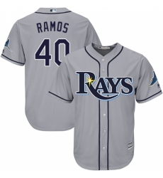 Youth Majestic Tampa Bay Rays #40 Wilson Ramos Authentic Grey Road Cool Base MLB Jersey